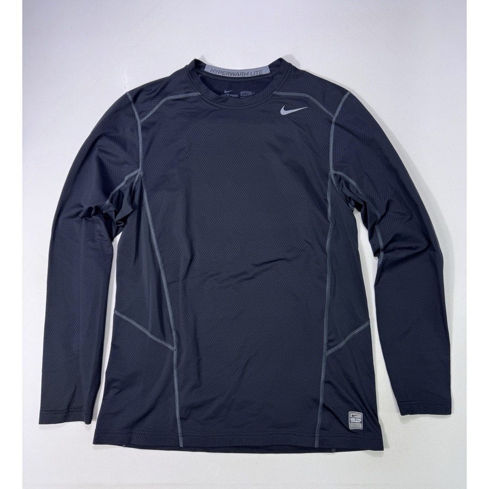 Nike Pro Combat Hyperwarm Lite Long Sleeve Shirt Men XL Black Dri-Fit 618984-010